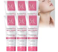 LuximPlus - Crema rassodante con acido ialuronico, triplo lifting per pelle flaccida, rughe e doppio mento, crema idratante per collagene per collo, décolleté, applicazione giorno e notte (6 pezzi)
