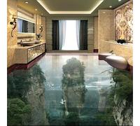 LUXINSHISU Pavimento in pvc autoadesivo murale 3d carta da parati montagne gru paesaggio interno bagno camera da letto soggiorno pavimento arte decorativa adesivi