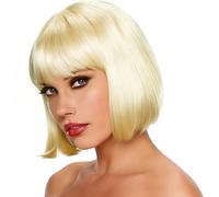 Luxiremi Bob Parrucche per le donne 12 pollici sintetico breve parrucca bionda liscia con frangia gioco di ruolo Hollywood Indossare