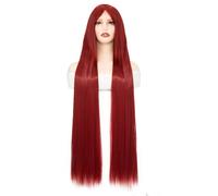 Luxiremi Parrucca lunga bordeaux con frangia 40 pollici parrucche lisce per costumi Halloween cosplay anime party