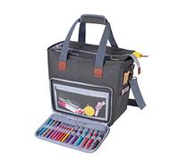 Luxja Borsa Maglia Filati con Tracolla, Borsa Filati, Borsa per Uncinetto per Matasse di Filati, Porta Uncinetti, Ferri Maglia e Altri Piccoli Accessory, Grigio