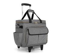 Luxja Borsa per Insegnante con Rotelle con Scomparto per Laptop e Carrello Staccabile, Grigio