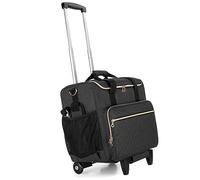 Luxja Borsa per Insegnante con Ruote, Borsa da Lavoro per Insegnanti con Trolley Staccabile (Solo Borsa), Nero