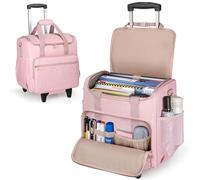 Luxja Borsa per Insegnante con Ruote, Borsa da Lavoro per Insegnanti con Trolley Staccabile (Solo Borsa), Rosa