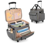 LUXJA Borsa per insegnanti con scomparto per laptop e carrello staccabile, valigetta multifunzione con spazio per file a fisarmonica (in attesa di brevetto), grigio