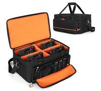 Luxja Borsa per LED Par Luce Palco può Contenere 4 Luci Par, Custodia Luci Par con Divisore Interno e Tasche per Accessori, Nero