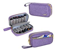 Luxja Borsa per Olio Essenziale, Custodia per Trasportare Oli Essenziali, Contenitore per Oli Essenziali e Accessori (per 12 Bottiglie, Viola)