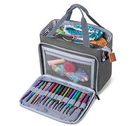Luxja Borsa Portalavoro Uncinetto, Borsa Maglia, Borsa Filati per Matasse di Filati, Porta Uncinetti, Ferri Maglia e Altri Piccoli Accessory, Grigio