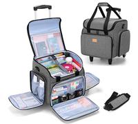 Luxja Borsa Tote per Insegnanti con Carrello Staccabile, Borsa per Insegnante con Ruote con Tasche Multiple e Cuscinetto di Supporto Inferiore, Grigio