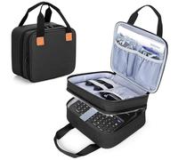 LUXJA Custodia per etichettatrice compatibile con Brother P-Touch PT-D610BT / PT-D410 / PT-D460BT, custodia per stampante di etichette Brother con tasche multiple, nero