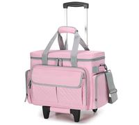 Luxja Custodia per Macchina da Cucire con Ruote e Tasche Multiple, Borsa per Macchina da Cucire con Tracolla Staccabile (Compatibile con Maggior Parte Delle Macchine da Cucire Standard), Rosa