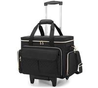 Luxja Custodia per Macchina da Cucire con Ruote e Tasche Multiple, Borsa per Macchina da Cucire con Tracolla Staccabile (Compatibile con Maggior Parte Delle Macchine da Cucire Standard), Nero