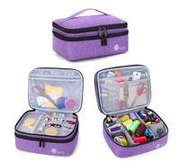 Luxja Doppio Strato Astuccio da Cucito, Borsa per Kit da Cucito, Borsa per Aghi, Filo, Forbici e Altri Accessori da Cucito, Medio/Viola