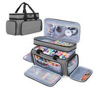 Luxja Grande Borsa da Cucito a 2 Strati con 5 Divisori Staccabili, Borsa Organizer per Cucito per Accessori da Cucito (Solo Borsa), Grigio