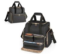 Luxja Grande Custodia per Tatuaggi con 3 Tasche Rimovibili, Borsa da Viaggio per Tatuaggi per Stampante per Stencil e Kit per Tatuaggi, Nero