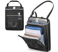 Luxja Organizer per Sedile Anteriore Auto con Tasca Portadocumenti a Fisarmonica, Portaoggetti Auto Sedile Organizer con Custodia per Laptop (Fino a 15,6") e Tracolla Regolabile, Nero