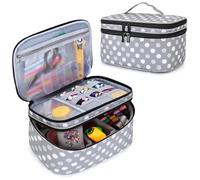 Luxja Organizzatore di Accessori da Cucito, Organizzatore di Materiali da Cucire a Doppio Strato per Aghi, Filo e Kit da Cucito (Solo Borsa), Grande/Punti Grigi