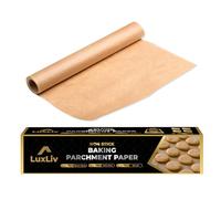 LuxLiv Rotolo di carta da forno di alta qualità, 30 cm di larghezza e 50 m di lunghezza, antiaderente, resistente al grasso, marrone non sbiancato, extra spesso