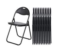 LuxNook Klappstuhl aus Metall, 12er-Set mit PVC-Polsterung und Rückenlehne. Bequemer Klappstuhl für Gäste, Küche, Camping - Schwarz