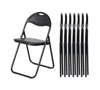 LuxNook Klappstuhl aus Metall, 8er-Set mit PVC-Polsterung und Rückenlehne. Bequemer Klappstuhl für Gäste, Küche, Camping - Schwarz
