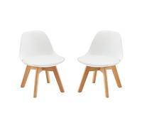 LuxNook Set di 2 Sedie per Bambini con Gambe in Legno, Sedia Piccola in PP+PU con Schienale per Cameretta, Sedia da scrivania per Bambini, Bianco