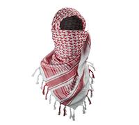 Luxns - Sciarpa tattica militare da deserto, kefiah in 100% cotone, bianco e rosso., taglia unica
