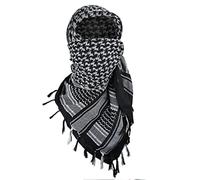 Luxns - Sciarpa tattica militare da deserto, kefiah in 100% cotone, Nero, Bianco, taglia unica