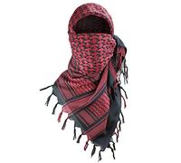 Luxns - Sciarpa tattica militare da deserto, kefiah in 100% cotone, Nero e rosso, taglia unica