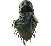 Luxns - Sciarpa tattica militare da deserto, kefiah in 100% cotone, Verde, taglia unica