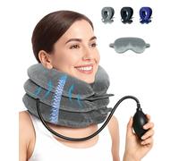 LuxoCare Trazione Cervicale Collare Cervicale Gonfiabile - Cuscino Cervicale da Viaggio con Maschere per Dormire per Alleviare Dolore alla Colonna Cervicales Durante i Viaggi, Lavoro e Campeggio