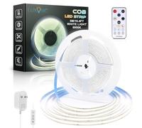 LUXONIC 24V COB Striscia LED 5M, 8MM,bianco freddo 6000K continuo Strisce LED, Luci LED dimmerabili con telecomando, fascia luminosa LED flessibile ultra luminosa CRI90+ per gabinetto, casa, TV, Feste