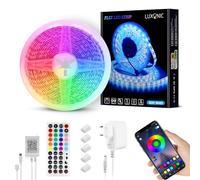 LUXONIC Striscia LED 5m, impermeabile, 5050 RGB 24V Luci LED Flessibile Bluetooth con APP e Telecomando, Sincronizzazione Musicale, Sincronizzazione Musicale, Decorazione Esterna/Interna del partito