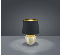 LUXOR LAMPADA TAVOLO BASE CERAMICA ORO E PARALUME NERO INTERNO ORO H. 26CM D. 18CM