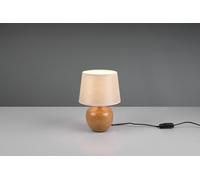 LUXOR LAMPADA TAVOLO BASE EFFETTO LEGNO E PARALUME BEIGE H. 26CM D. 18CM 1 LUCE ATTACCO E14