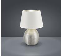 LUXOR LAMPADA TAVOLO GRANDE BASE CERAMICA ARGENTO E PARALUME BIANCO INTERNO ARGENTO H. 35CM D. 24CM ATTACCO E27