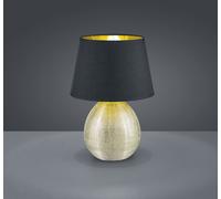 LUXOR LAMPADA TAVOLO GRANDE BASE CERAMICA ORO E PARALUME NERO INTERNO ORO H. 35CM D. 24CM ATTACCO E27