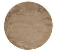 -LUXOR- living Coste - Tappeto a pelo lungo in finta pelliccia di pecora, 80 cm, rotondo, tortora