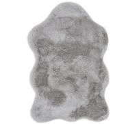 -LUXOR- living Tappeto di pelliccia Coste morbido pelo lungo, 55 x 80 cm, grigio