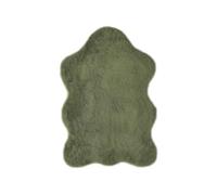 -LUXOR- living Tappeto di pelliccia Coste morbido pelo lungo, 55 x 80 cm, verde scuro