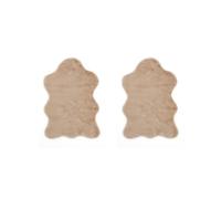 -LUXOR- living Tappeto in pelliccia sintetica Coste per camera da letto, ideale come tappeto per camera da letto, set da 2, 55 x 80 cm, tortora
