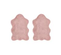 -LUXOR- living Tappeto in pelliccia sintetica Coste per camera da letto, ideale come tappeto per camera da letto, set da 2, 55 x 80 cm, rosa antico