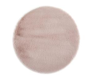 -LUXOR- living Tappeto in pelliccia sintetica Coste per camera da letto, ideale per la camera da letto, comodo tappeto in pelliccia d'agnello, 80 cm, rotondo, rosa antico