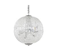 Sospensione Moderna Luxor Metallo-Cristallo Cromo 12 Luci G9 3W 3000K Luce Calda