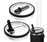 Luxoraiova 2 Coperchi per Stanley Cup da 40 Oz, Stanley Cup Accessori, Riutilizzabile, A Prova di Perdite e Antipolvere, con Coperchio della Cannuccia, con 2 Cannucce(Nero)