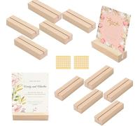 Luxoraiova Porta carte in legno 10 pezzi - Porta segnaposto in legno, 5 dritti e 5 supporti obliqui per carte di credito, per matrimoni, menù, banchetti, feste ed eventi