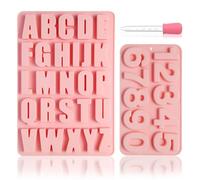 Luxoraiova Stampo in silicone per lettere e numeri - A-Z & 0-9 3D alfabeto stampi in silicone per cioccolato, sapone e resina epossidica (rosa)