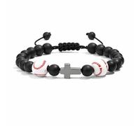 Luxorium Regalo Prima Comunione Bambino Bracciale Croce con Elemento Baseball in Pietra Naturale Regolabile Regalo per Cresima, Confermazione, o Prima Comunione per Figlio, Nipote, o Cugino