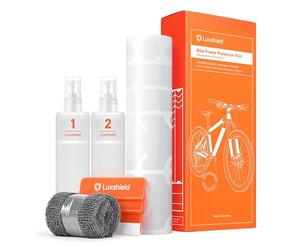 Luxshield Pellicola Protettiva per Vernice per Mountain Bike, BMX, Bici da Corsa/Strada/Trekking ECC. - Set Telaio da 21 Pezzi Resistente all'Impatto di Pietre - Trasparente Lucido & Autoadesivo