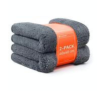 Luxshield Set di 2 Teli in panno de Microfibra Auto, Premium Panno Asciutto 1200 gsm, Panno per la Cura dell'auto in Microfibra, Panno Asciugatura Auto, 40 x 40, Grigio