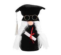 Luxshiny 1 Pz Giocattolo Bambola Senza Volto Peluche Da Giardino Divertente Ornamento Di Laurea Giocattolo Peluche Nani Da Giardino in Miniatura Arredamento Laureato Stoffa Nero